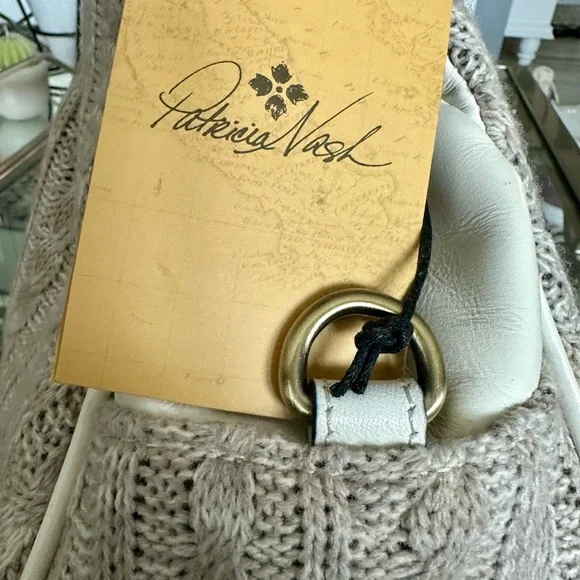 Patricia Nash White and Gray Shoulder Bag with Knit Texture - Picture 2 of 11